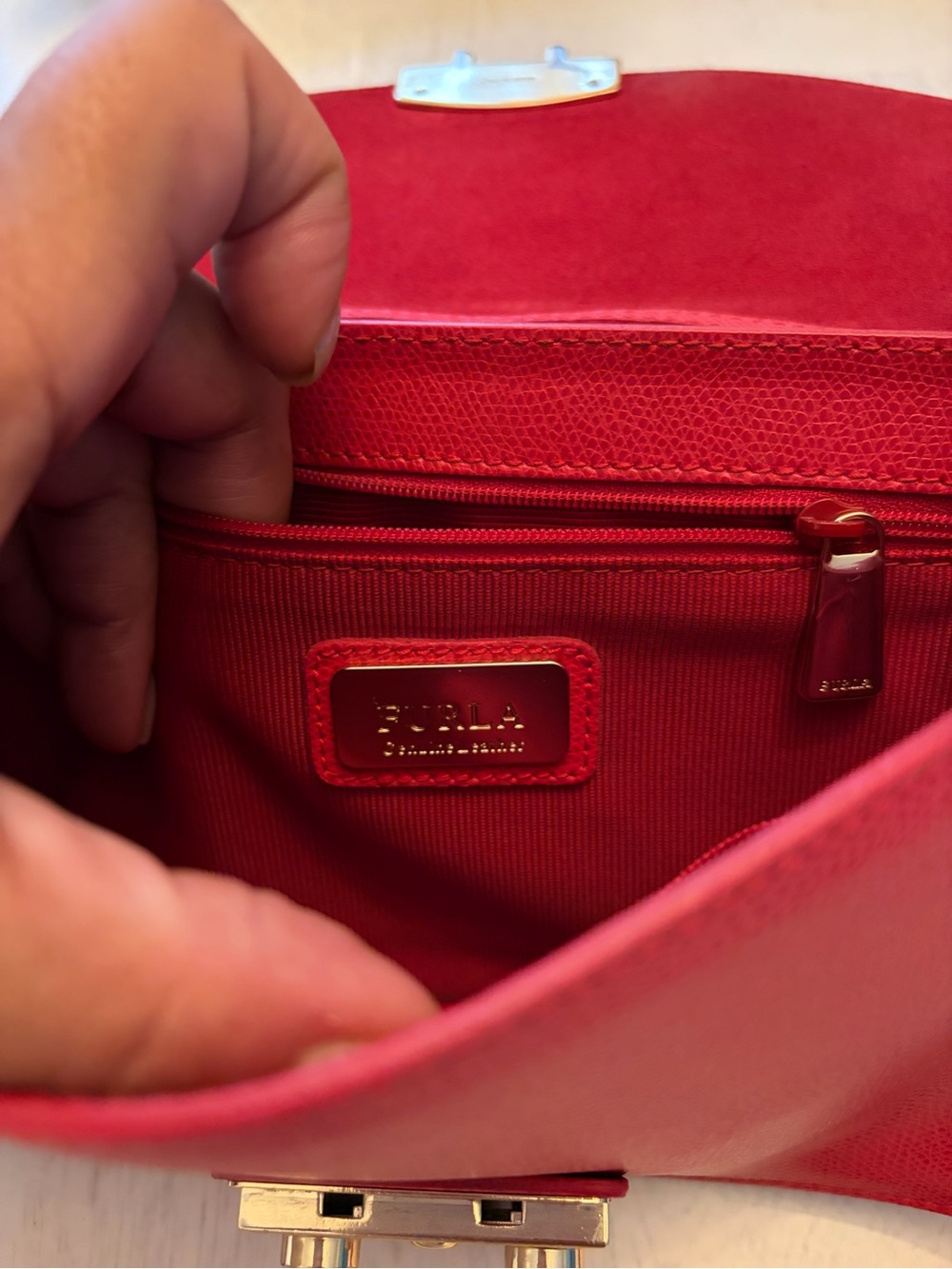Furla Red Leather Crossbody and Card Holder - Picture 10 of 13